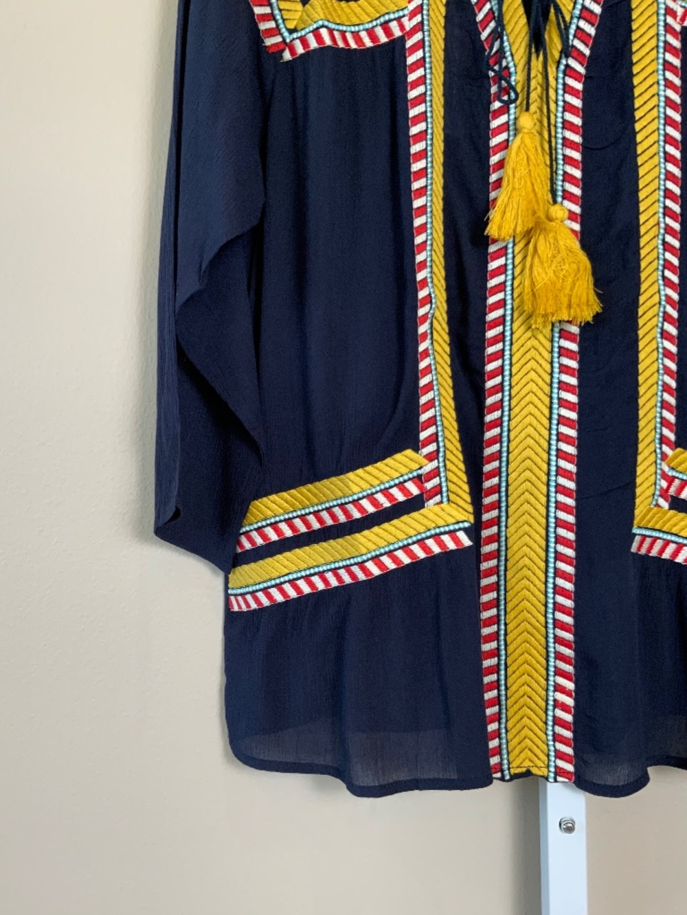 THML Embroidered Tassel Tie 3/4 Sleeve Top - Picture 8 of 16
